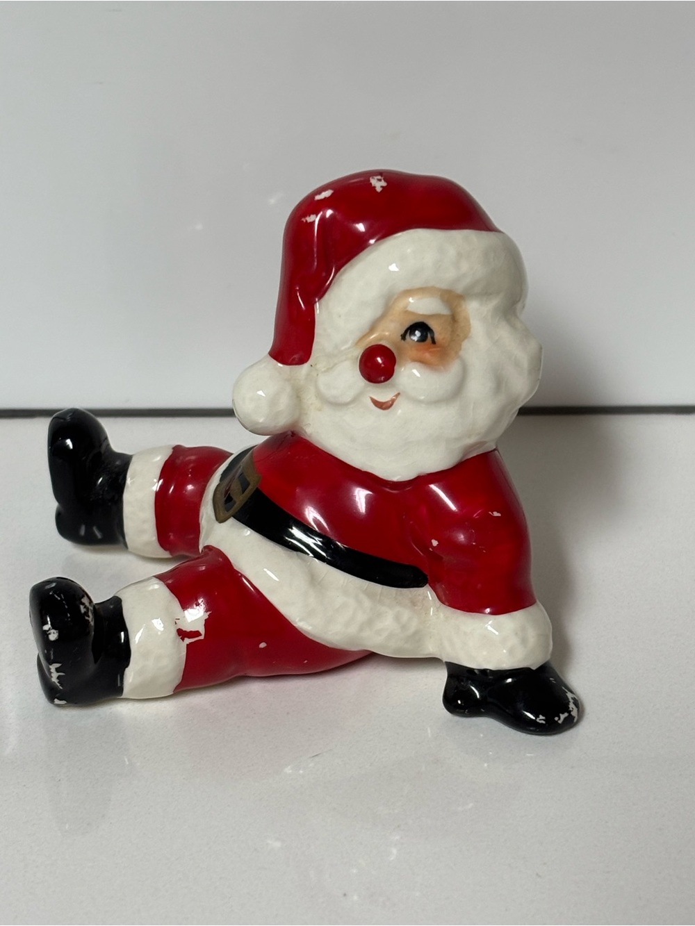 Vtg Fitz And Floyd Vintage Christmas Tumbling Santa Clause Ceramic Figurine 1976